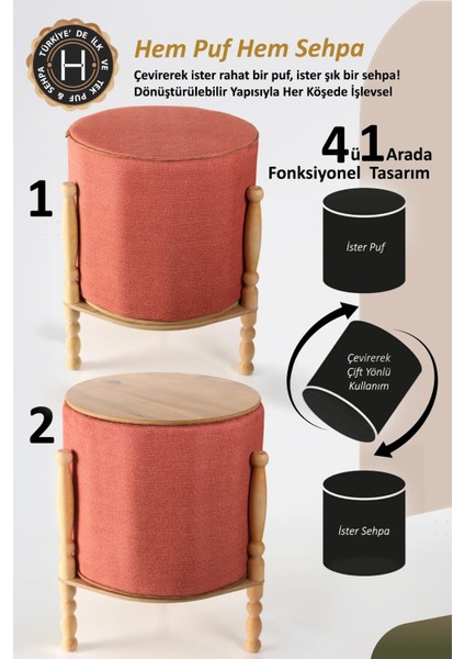 Çift Yönlü Sehpa Çevir Puf Çift Taraflı Yıkanabilir Kılıflı Puf Bench Ahşap Koltuk Sehpası Linen modelleri