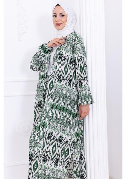 Seva Desenli Viskon Kimono Takım Yeşil HM2762 fiyatları