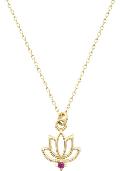Yakut Lotus Çiçeği Kolye