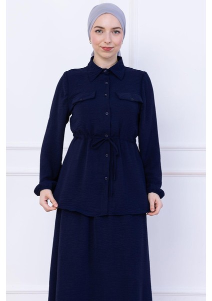 Beli Bağlamalı Etekli Ayrobin Takım Lacivert HM2734 fırsatları