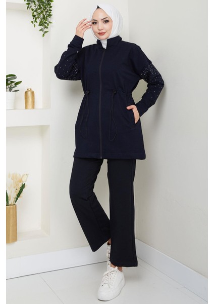 Kolu Taşlı Beli Bağcıklı Takım Lacivert HM2718 fiyatları
