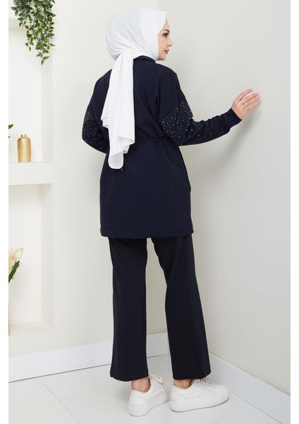 Kolu Taşlı Beli Bağcıklı Takım Lacivert HM2718 indirimleri