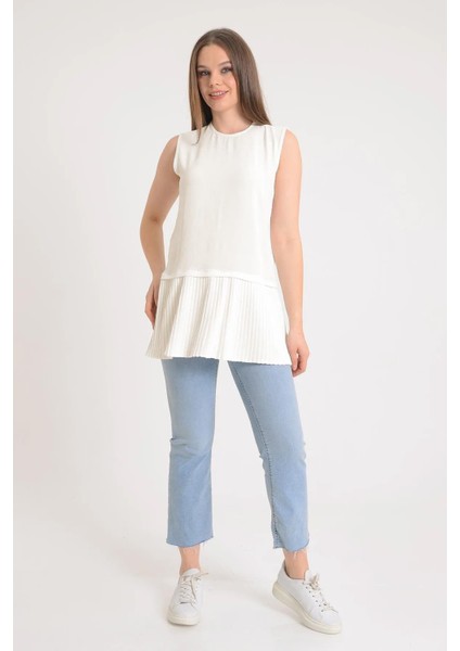 Piliseli Penye Içlik Sıfır Kol Kırık Beyaz HM2695 fiyatları