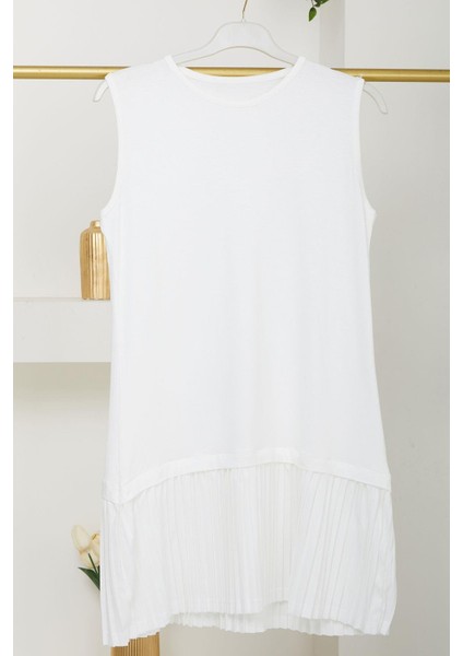 Piliseli Penye Içlik Sıfır Kol Kırık Beyaz HM2695 modelleri