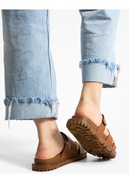 Kahverengi Cırtlı Anatomik Rahat Taban Kadın Terlik fırsatları