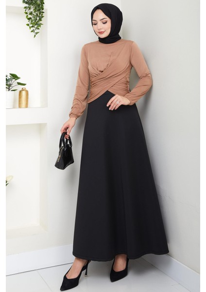 Bisiklet Yaka Büzgülü Sandy Bluz Camel HM2765 fiyatları