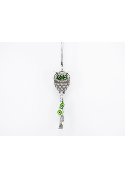 El Yapımı Yeşil Yassı Nazar Gözlü Püsküllü Baykuş Araba Dikiz Ayna Süsü, Yeni Araba Hediyesi fırsatları