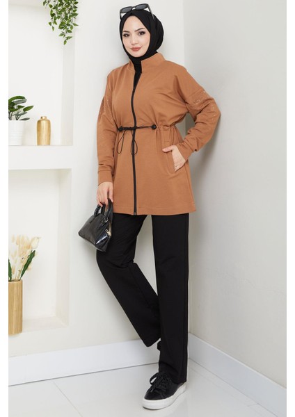 Kolu Taşlı Beli Bağcıklı Takım Camel HM2718 modelleri