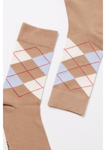 Erkek Ekose Desenli Soket Çorap Bej fiyatları