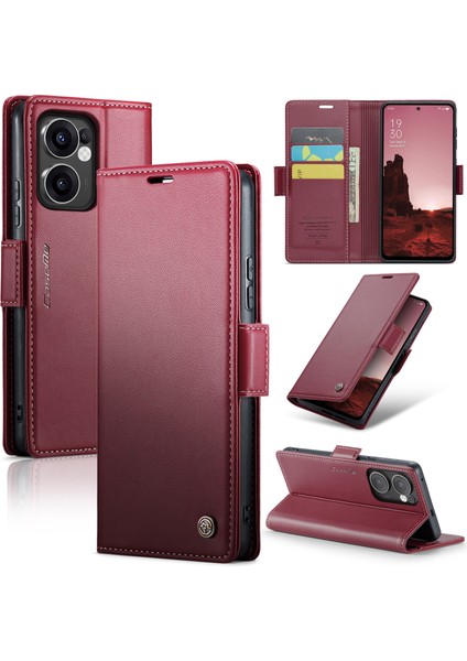 Oppo Reno 13F 4g/5g Hafif Rfıd Engelleme Manyetik Kapatma Deri Kapaklı Kılıf 3 Kart Yuvası (Yurt Dışından)