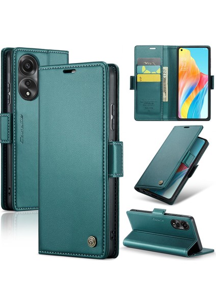 Oppo A78 4g Hafif Rfıd Engelleme Manyetik Kapatma Deri Kapaklı Kılıf 3 Kart Yuvası (Yurt Dışından)