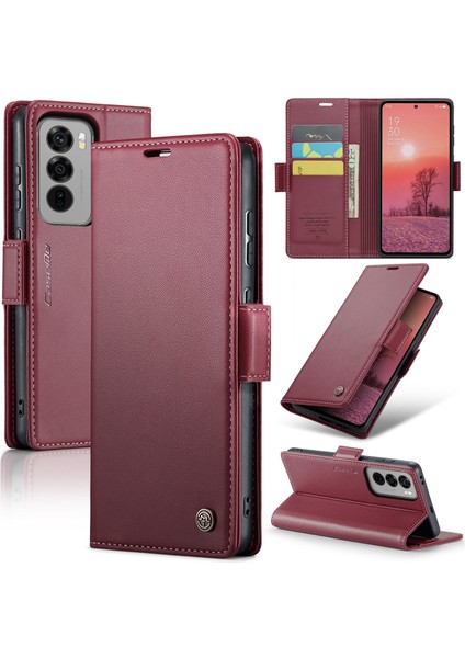 Oppo Reno 12 Pro 5g Hafif Rfıd Engelleme Manyetik Kapatma Deri Kapaklı Kılıf 3 Kart Yuvası (Yurt Dışından)