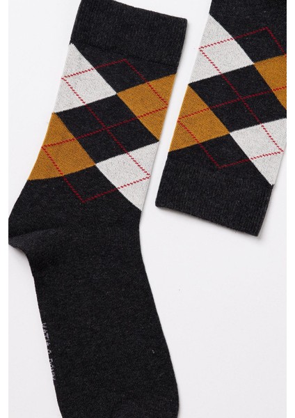 Erkek Ekose Desenli Soket Çorap Gri-Melanj fiyatları
