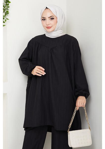 Müslin Tunik Pantolon Ikili Takım 1558 - Siyah