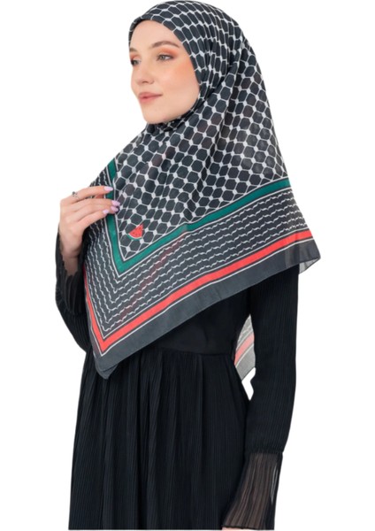Filistin Eşarp Kefiye Siyah Rengi Bayrak Renkli Kareli Kadın Eşarp S100038 fiyatları