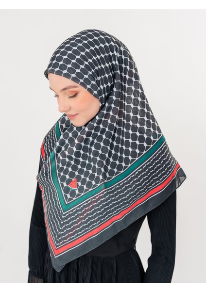 Filistin Eşarp Kefiye Siyah Rengi Bayrak Renkli Kareli Kadın Eşarp S100038 fırsatları