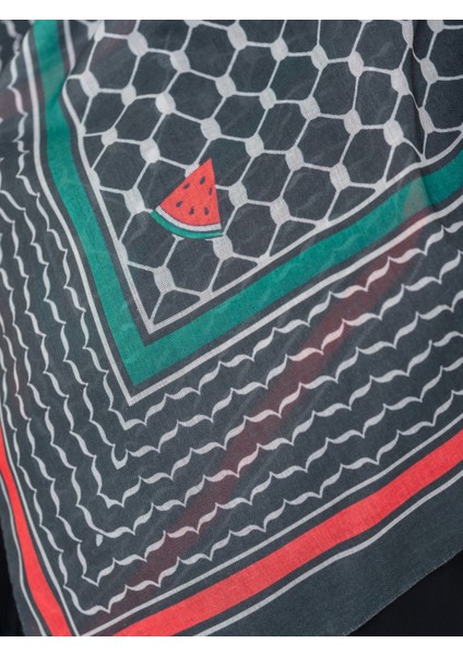 Filistin Eşarp Kefiye Siyah Rengi Bayrak Renkli Kareli Kadın Eşarp S100038 indirimleri