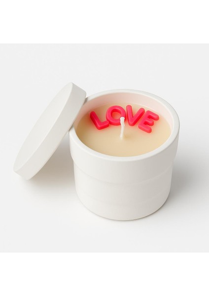 Love Yazılı Kapaklı El Yapımı Beton Mum – Aromasız Dekoratif Hediye Mum modelleri