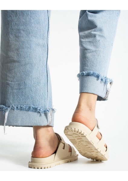 Bej Cırtlı Anatomik Rahat Taban Kadın Terlik fırsatları