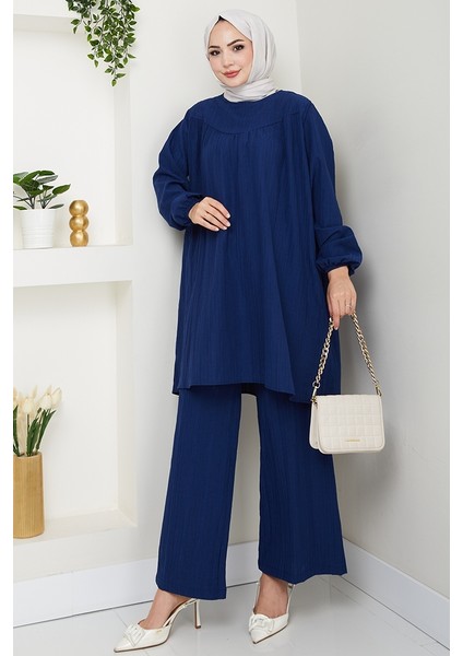 Müslin Tunik Pantolon Ikili Takım 1558 - Lacivert