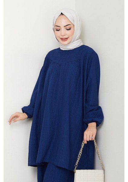 Müslin Tunik Pantolon Ikili Takım 1558 - Lacivert