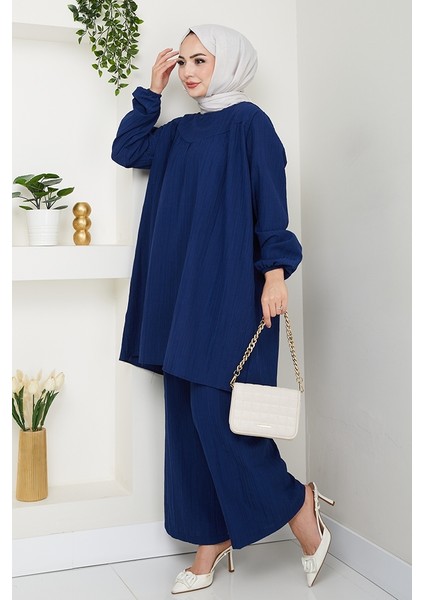 Müslin Tunik Pantolon Ikili Takım 1558 - Lacivert