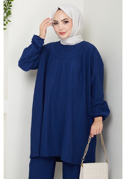 Müslin Tunik Pantolon Ikili Takım 1558 - Lacivert