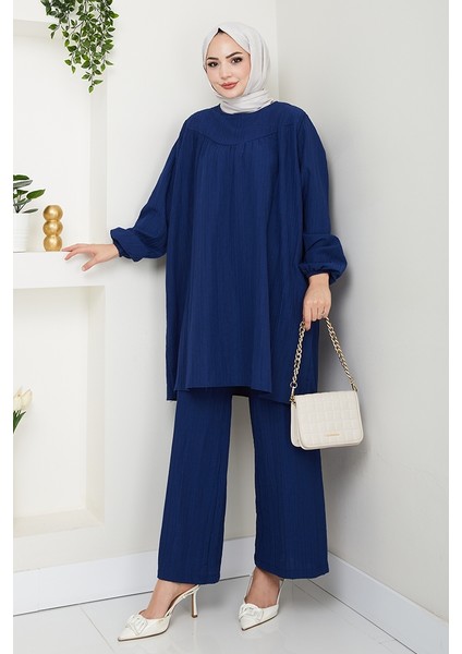 Müslin Tunik Pantolon Ikili Takım 1558 - Lacivert