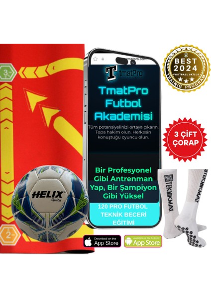 Pro 120 Futbol Eğitim Videosu Ömür Boyu - Futbol Topu- Futbol Matı ve Kaydırmaz Çorap Dahil