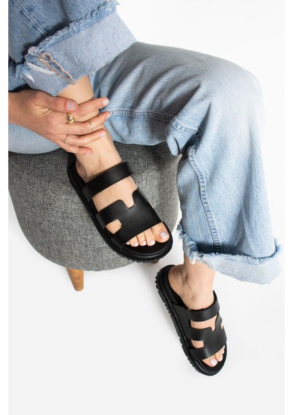 Cırtlı Anatomik Kadın Terlik Pu Deri Rahat Taban Düz Topuklu modelleri