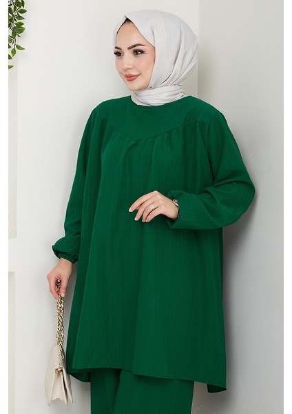 Müslin Tunik Pantolon Ikili Takım 1558 - Zümrüt Yeşili