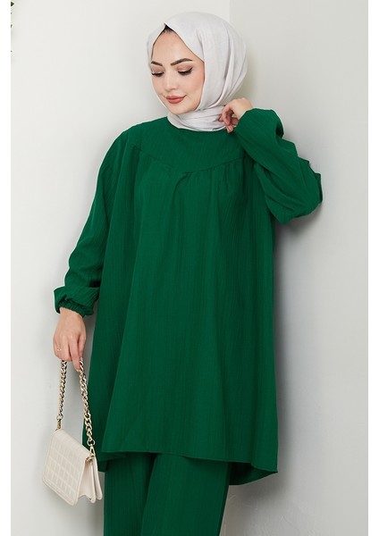 Müslin Tunik Pantolon Ikili Takım 1558 - Zümrüt Yeşili