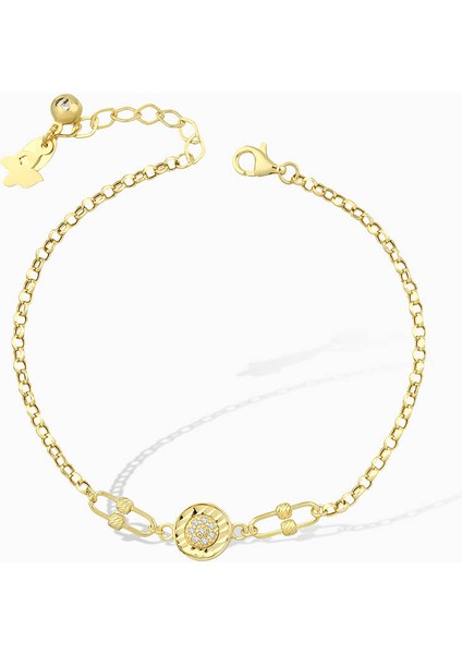 Taşlı Kelebek Detaylı Altın Bileklik