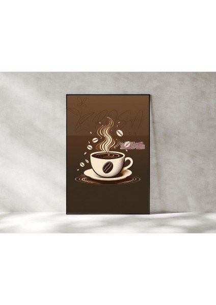 Metal Çerçeveli Gerçek Camlı Tablo - Dijital Baskı - Kahve