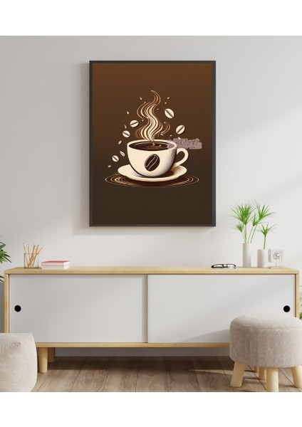 Metal Çerçeveli Gerçek Camlı Tablo - Dijital Baskı - Kahve fiyatları