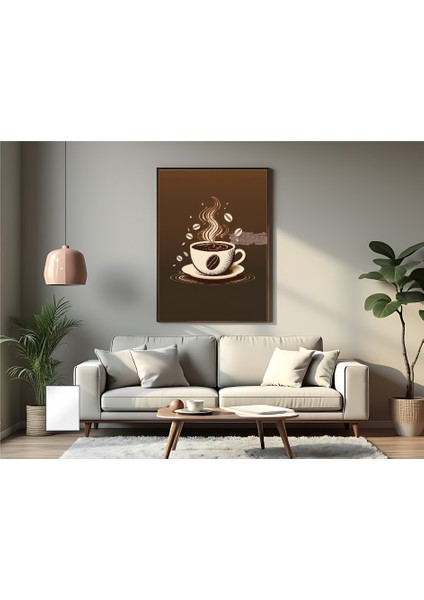 Metal Çerçeveli Gerçek Camlı Tablo - Dijital Baskı - Kahve modelleri