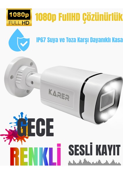Exitcam 4'lü Ses Kayıtlı Ahd Kamera Seti 1080P Fullhd Gece Renkli + Dvr + 1tb HDD + Kablo