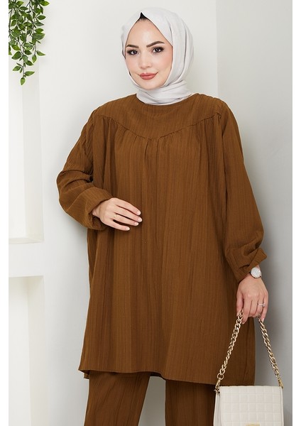 Müslin Tunik Pantolon Ikili Takım 1558 - Acı Kahve