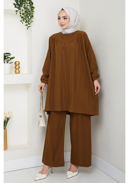 Müslin Tunik Pantolon Ikili Takım 1558 - Acı Kahve