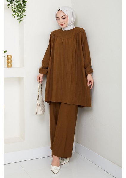 Müslin Tunik Pantolon Ikili Takım 1558 - Acı Kahve
