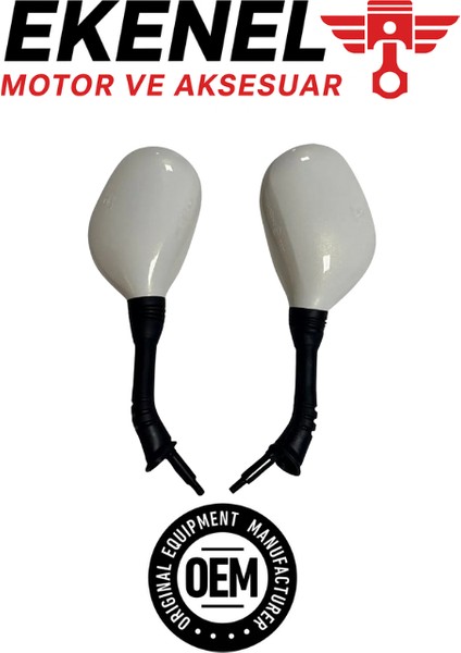 Honda Alpha 110 Ayna Takımı Beyaz | Oem | Orijinal Tip Sol & Sağ Ayna Seti