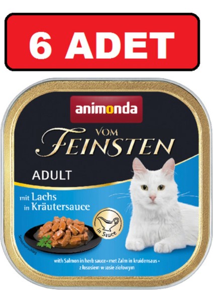Vom Feinsten Tahılsız Bitki Sosunda Somonlu Kedi Konserve Yaş Mama 6 Adet 100 gr