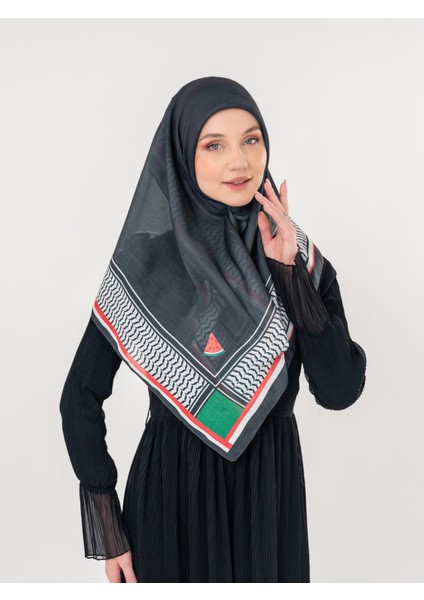 Filistin Eşarp Kefiye Siyah Rengi Çizgisiz Kadın Eşarp S100039 modelleri