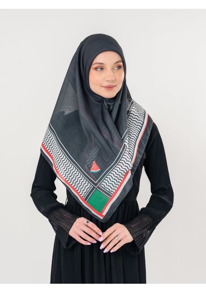 Filistin Eşarp Kefiye Siyah Rengi Çizgisiz Kadın Eşarp S100039 fırsatları