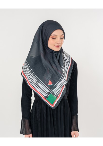 Filistin Eşarp Kefiye Siyah Rengi Çizgisiz Kadın Eşarp S100039 indirimleri