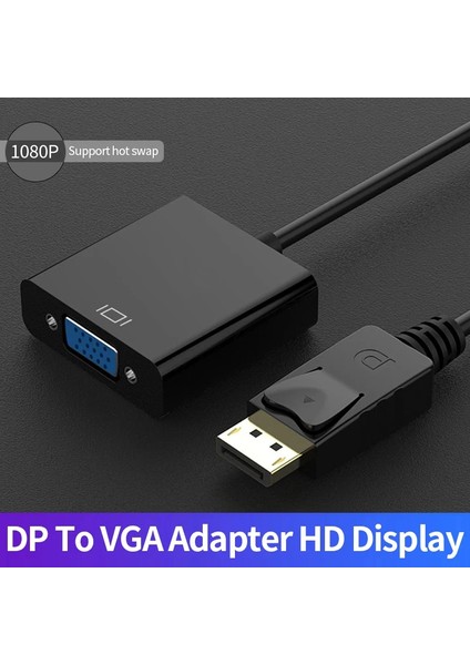 Displayport Dp VGA Adaptör Kablosu Erkek Dp Erkek VGA Dönüştürücü Pc Dizüstü Hdtv Monitör Için 1080P Çevirici
