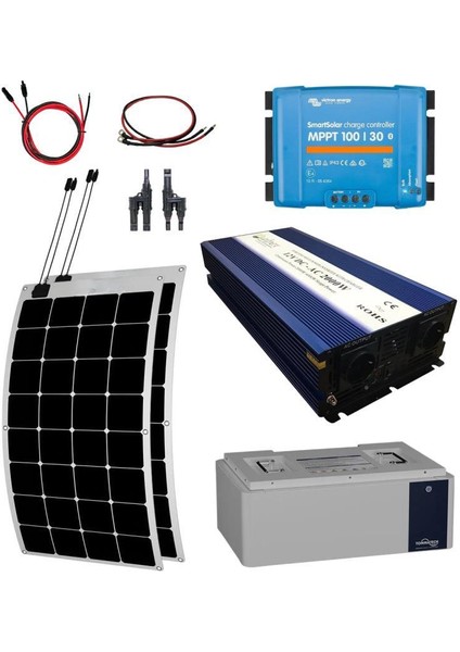 2040W Marin Solar Paketi 170W Esnek Panel 2000W Ups Inverter 2.6kw Lityum Batarya