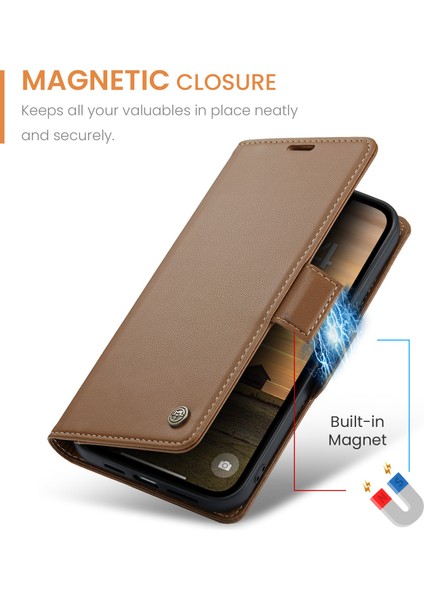 Oppo Reno 13 Hafif Rfıd Engelleme Manyetik Kapatma Deri Kapaklı Kılıf 3 Kart Yuvası (Yurt Dışından) modelleri