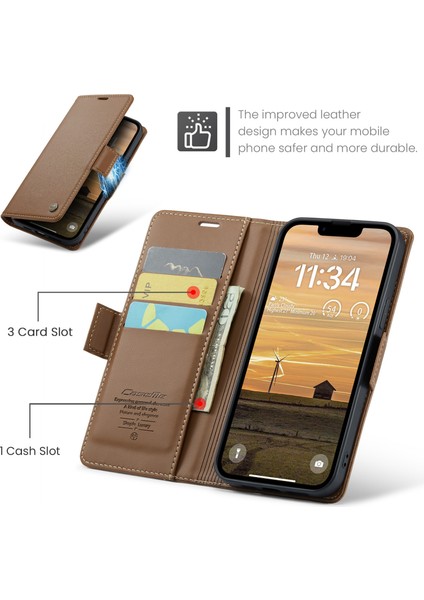 Oppo Reno 13 Hafif Rfıd Engelleme Manyetik Kapatma Deri Kapaklı Kılıf 3 Kart Yuvası (Yurt Dışından) fırsatları