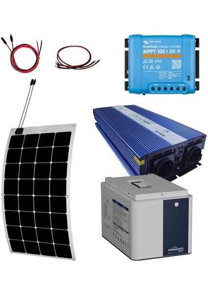 660W Marin Solar Paketi 110W Esnek Panel 1000W Ups Inverter 1.3kw Lityum Batarya
